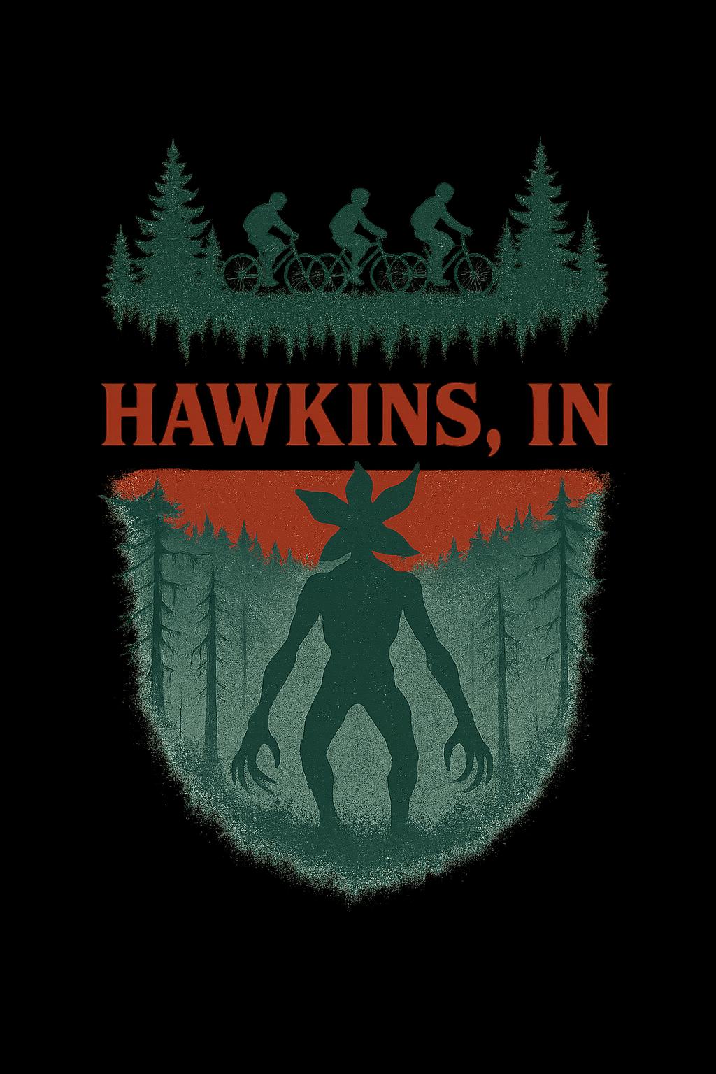 Hawkins, IN – Into the Upside Down” Oversized Graphic Tee