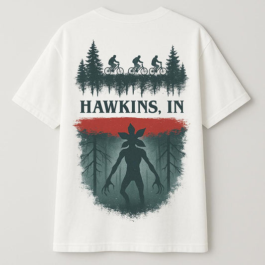 Hawkins, IN – Into the Upside Down” Oversized Graphic Tee