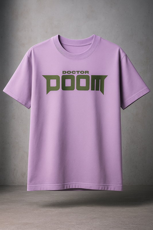 DOOM HAS NO RIVALS" Oversized Graphic Tee – Lilac Edition